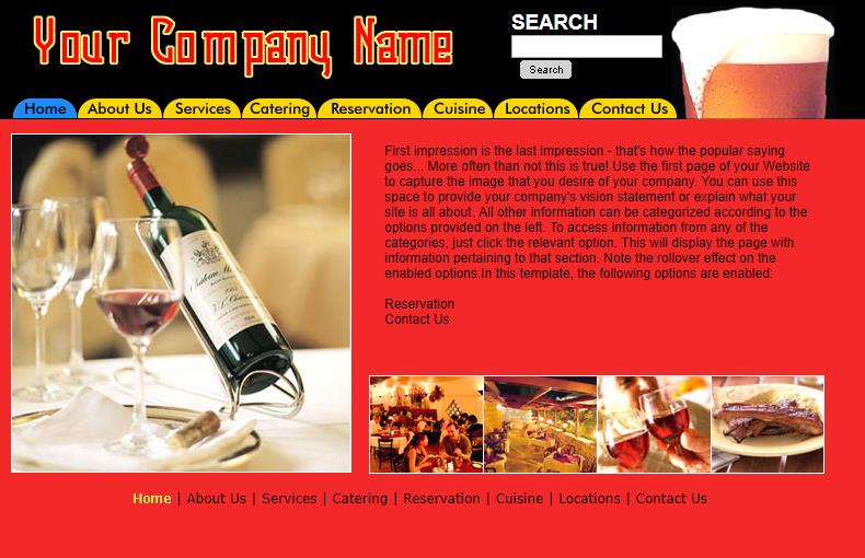 简洁红色效果的酒吧企业网站模板下载