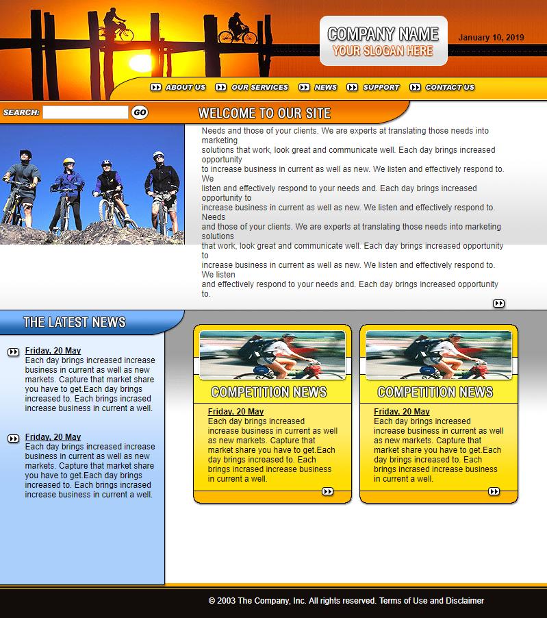 精致橙色效果的自行车网站模板下载