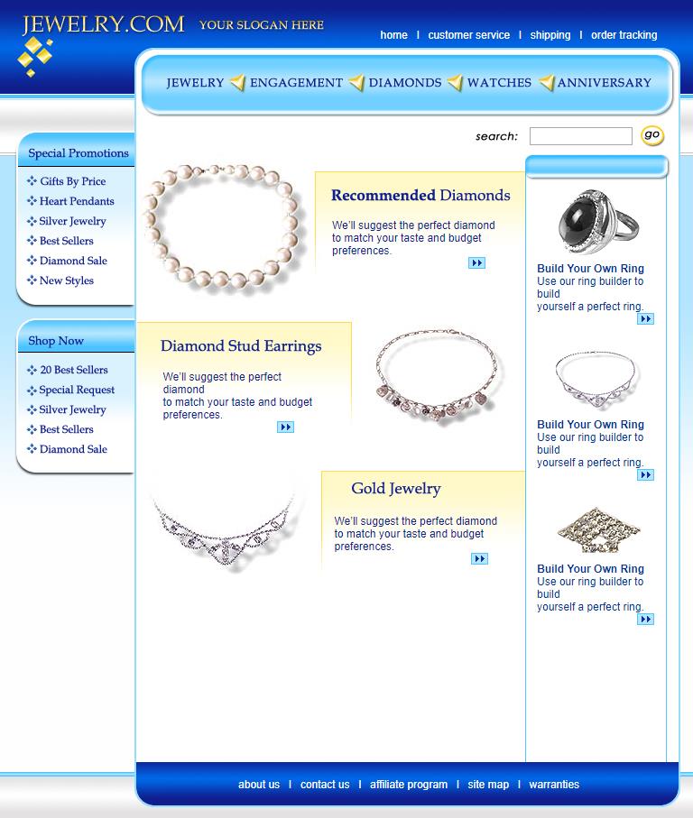 精致清新蓝色的珠宝企业网站模板下载