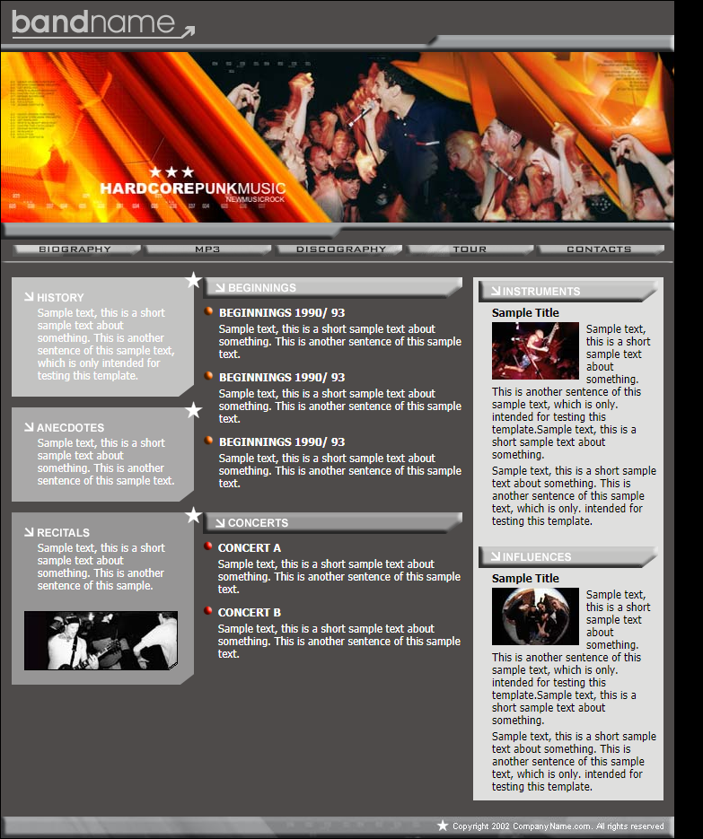 简洁实用效果的音乐会网站模板下载