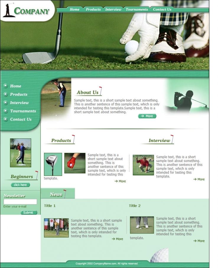 欧美简洁效果的高尔夫网站模板下载