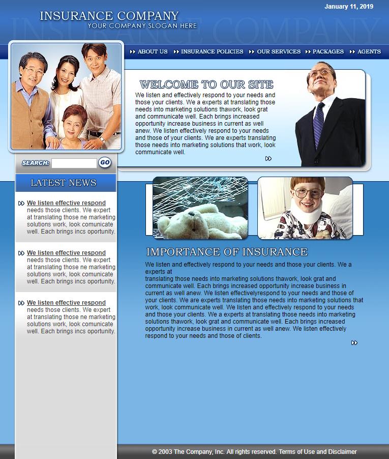 简洁效果的家庭保险公司网站模板下载