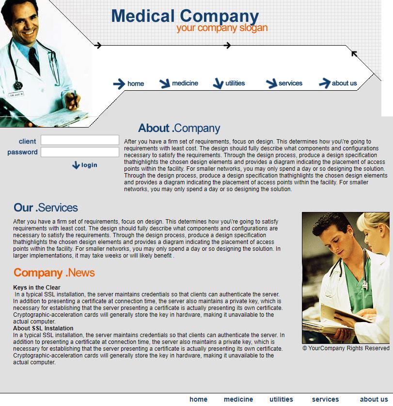 简洁通用效果的医院企业网站模板下载