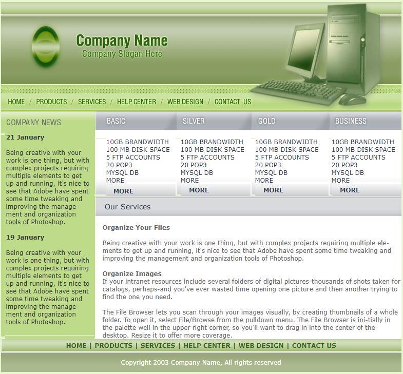 简洁干净绿色的电脑主机网站模板下载