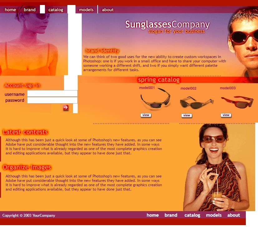 简洁效果的太阳镜企业网站模板下载