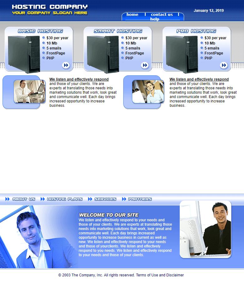 简洁清新效果的电脑虚拟主机网站模板下载