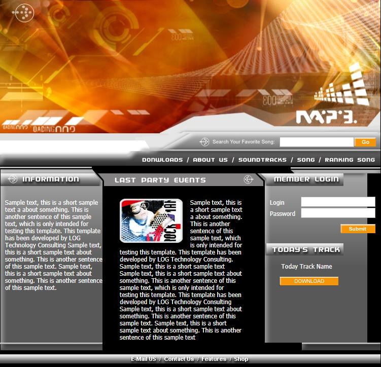 简洁严肃效果的音乐网站模板下载