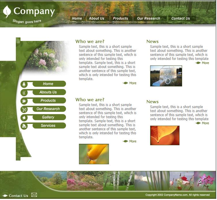 简洁清新效果的花草树林网站模板下载