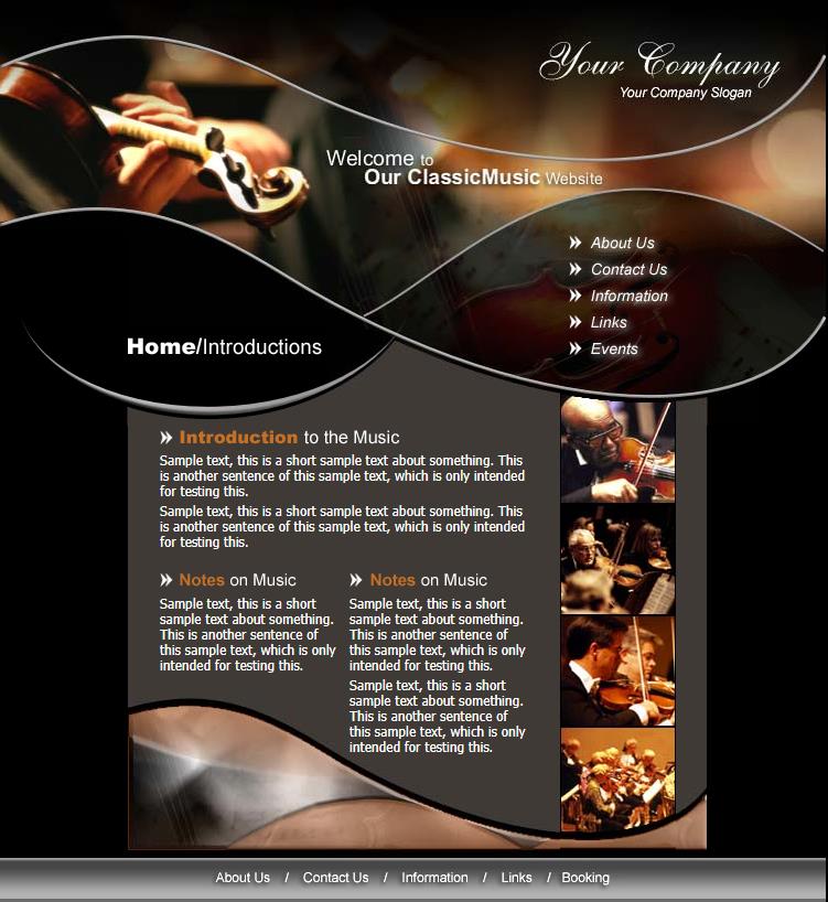 简洁创意效果的小提琴网站模板下载