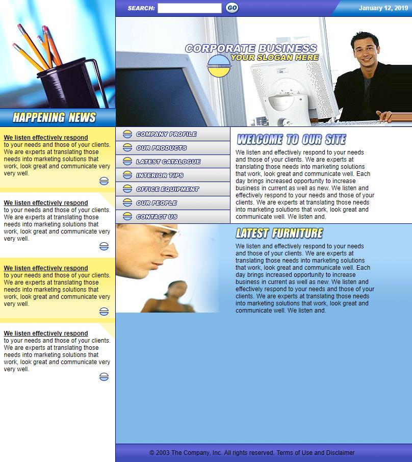 蓝色简洁实用的企业电脑网站模板下载