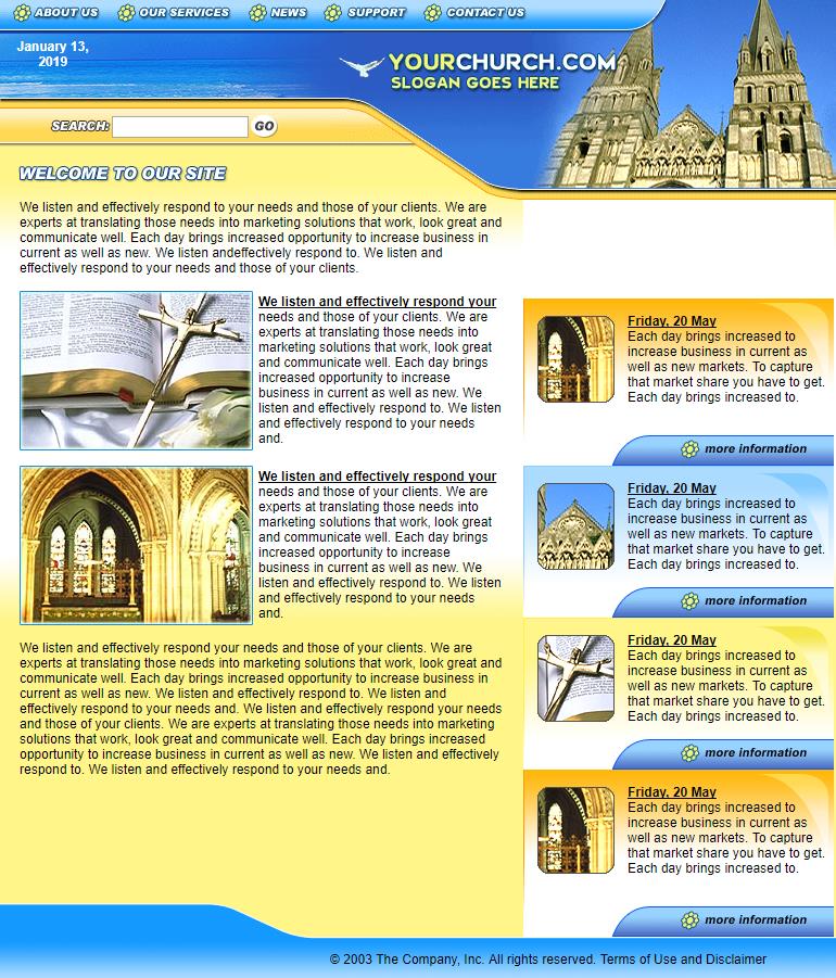 简洁蓝色大气的教堂企业网站模板下载