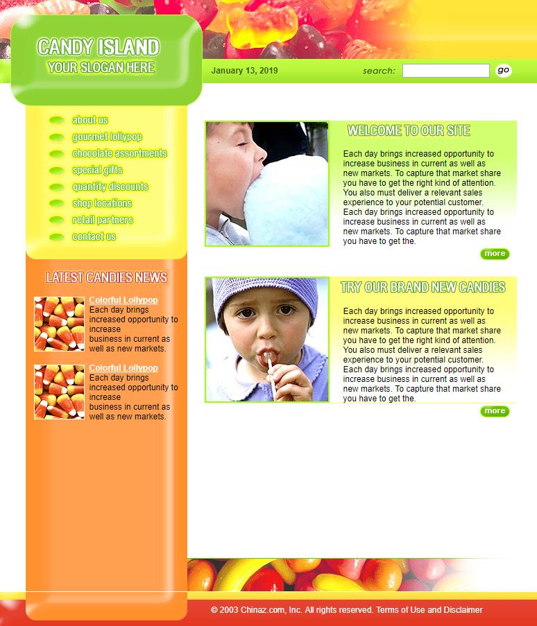 简洁可爱效果的糖果之岛网站模板下载