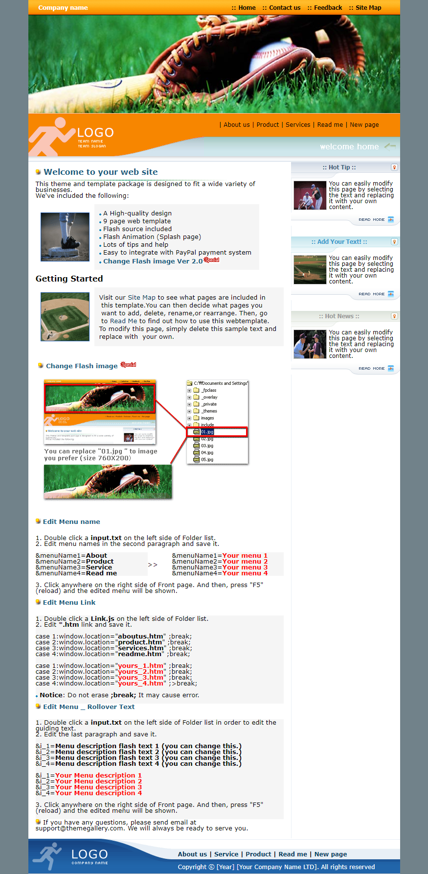 精致实用风格的棒球运动网站模板下载