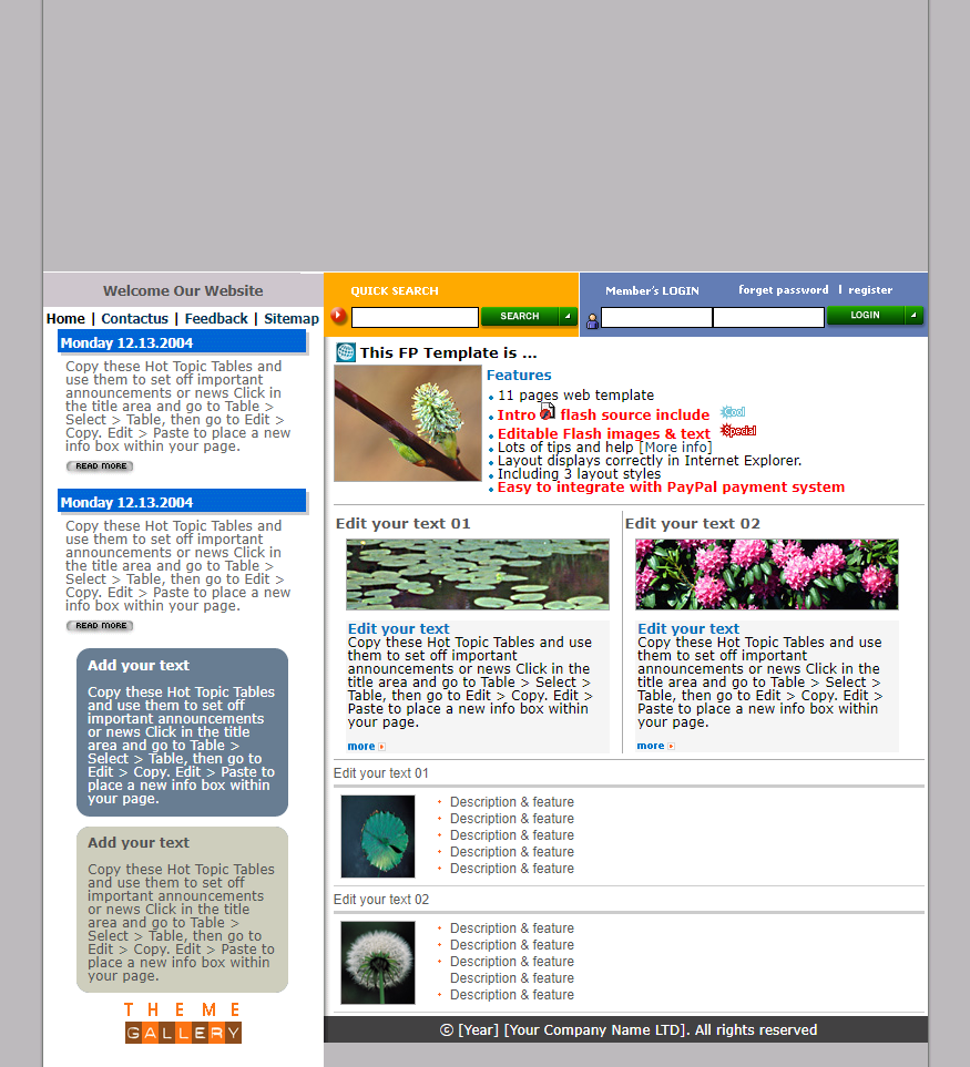简洁创意风格的花草植物网站模板下载