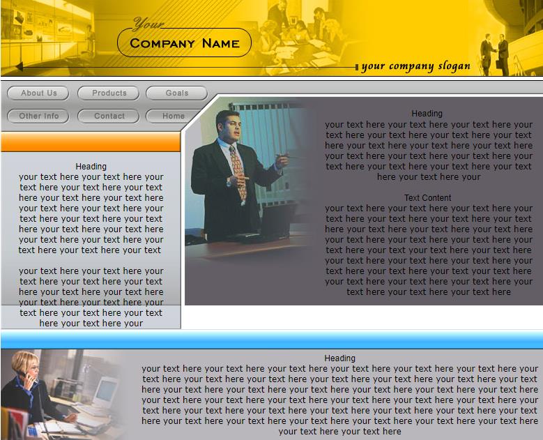 通用黄色效果的商务公司网站模板下载