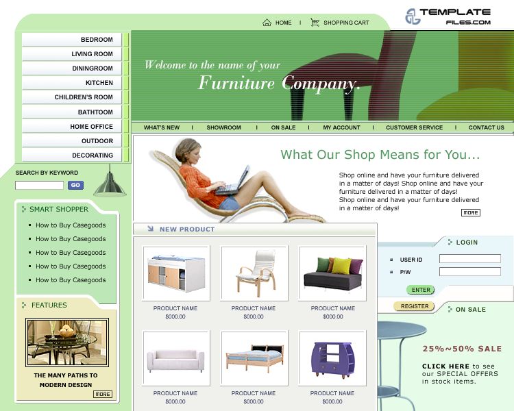 简洁清新绿色效果的家具公司网站模板下载