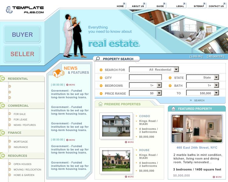 简洁清新通用的房屋出售网站模板下载
