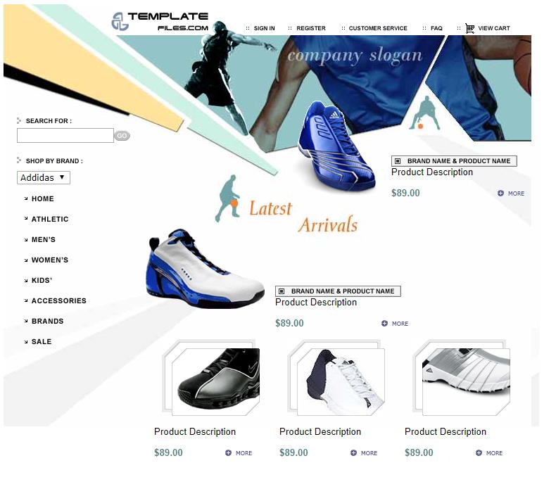 简洁干净效果的鞋类企业整站模板下载