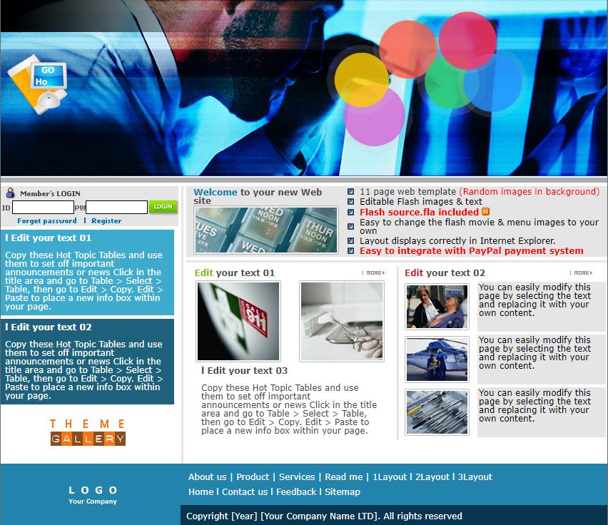 简洁蓝色清新的公司科技网站模板下载