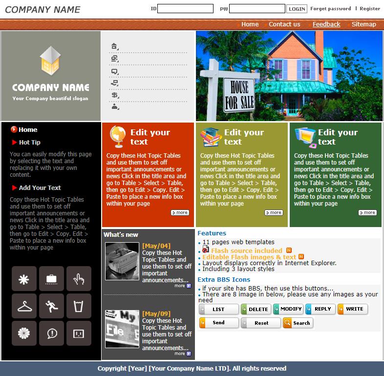简洁灰色格局的房屋出售网站模板下载