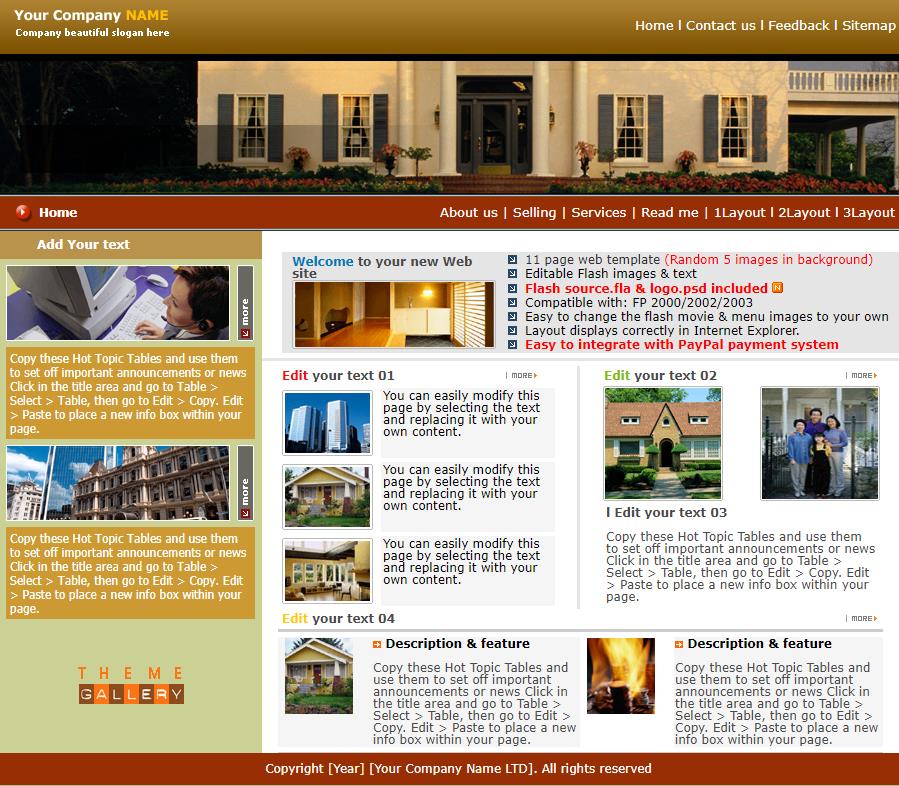 简洁棕色效果的房屋出售网页模板下载