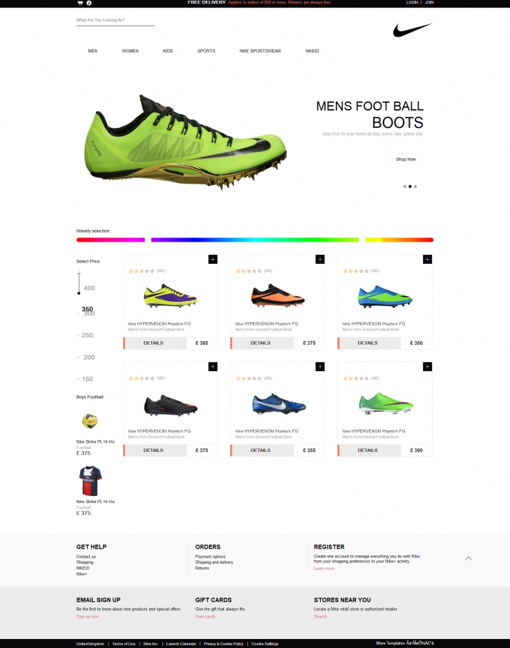 黑色简洁风格的跑步鞋商城网站模板下载