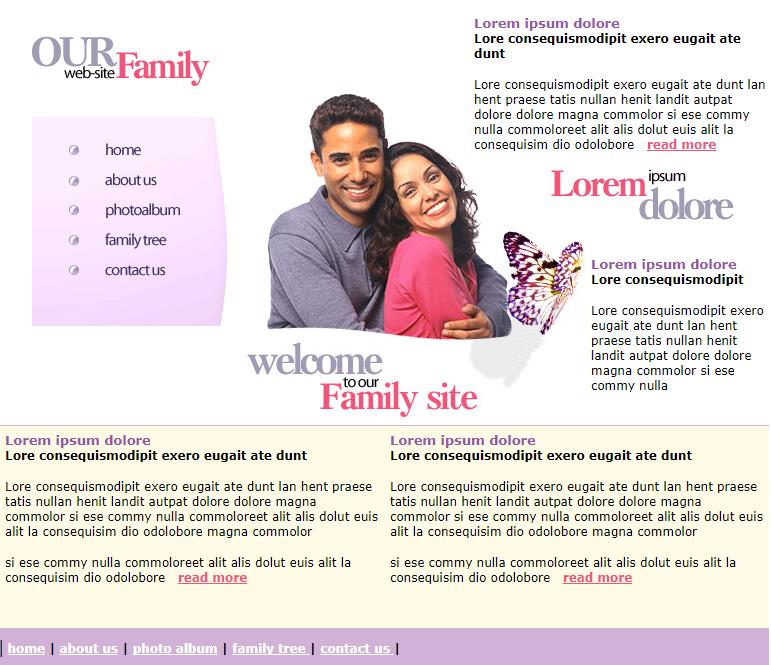 清新紫色唯美的家庭整站模板下载