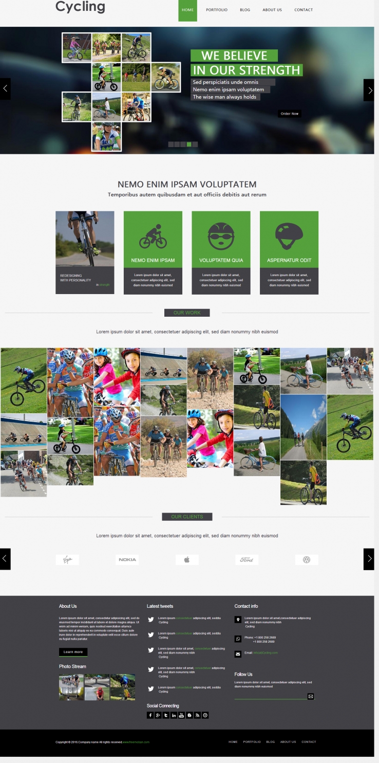 绿色简洁风格的骑行比赛运动网站模板下载