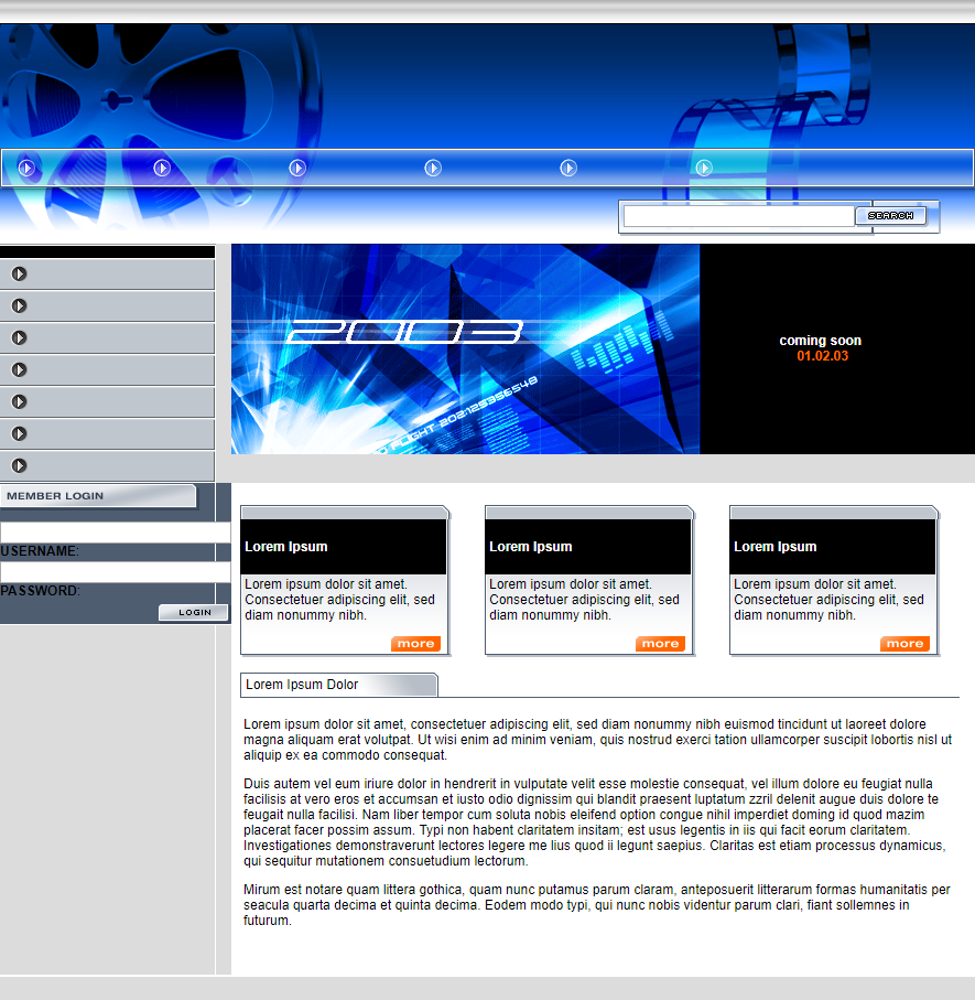 简洁精致蓝色的娱乐企业网站模板下载