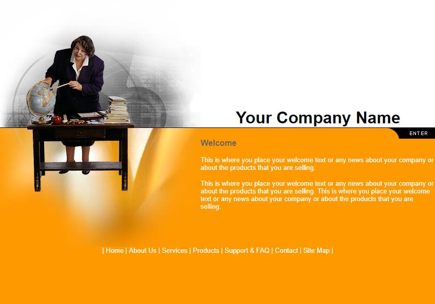 黄色简洁大气效果的教育企业网站模板下载