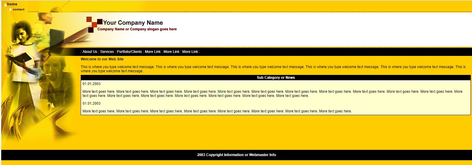 黄色简洁风格的人物网站模板下载