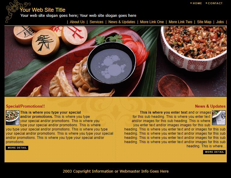黄色简洁风格的饺子餐饮网站模板下载