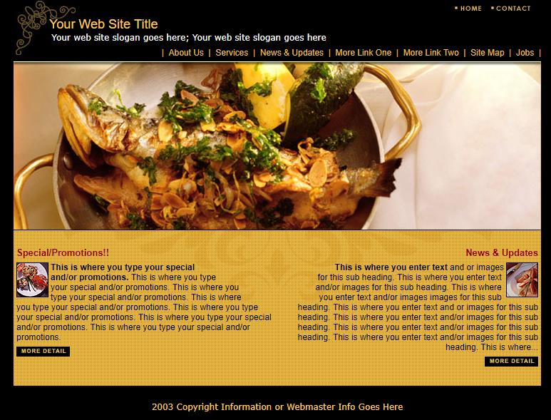黄色简洁风的餐厅网站模板下载