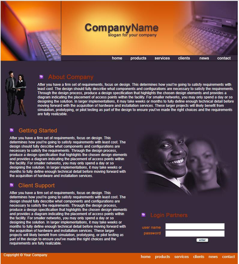 简洁紫色风格的企业网站模板下载