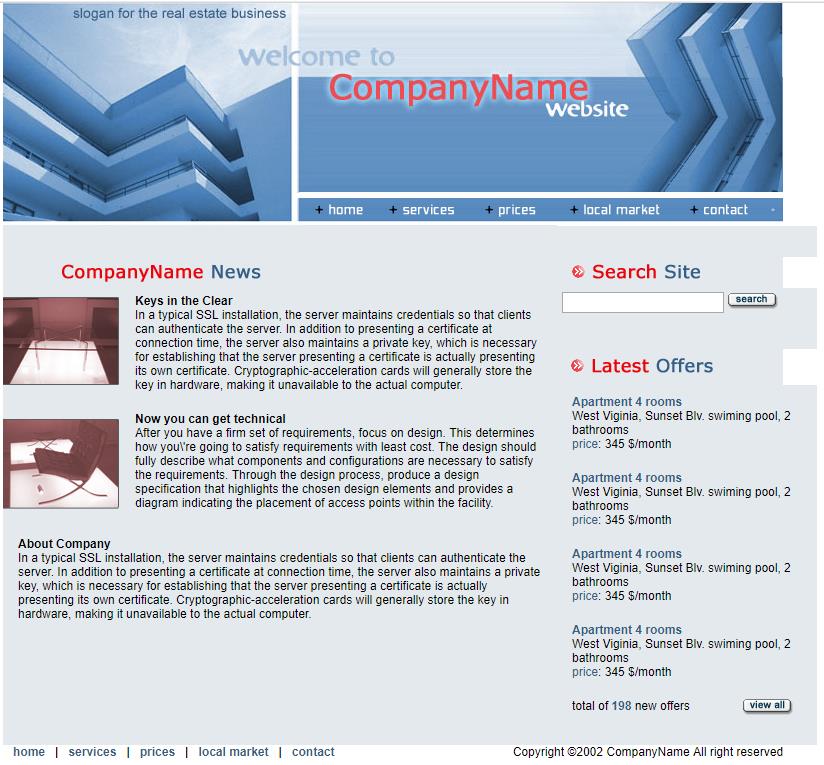 蓝色简洁风格的整站企业网站模板下载