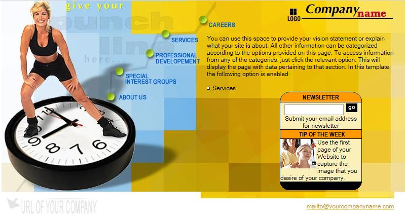 黄色创意风格的健身养生整站网站模板