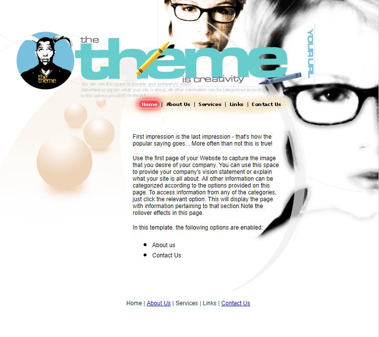 蓝色创意风格的眼镜企业网站模板