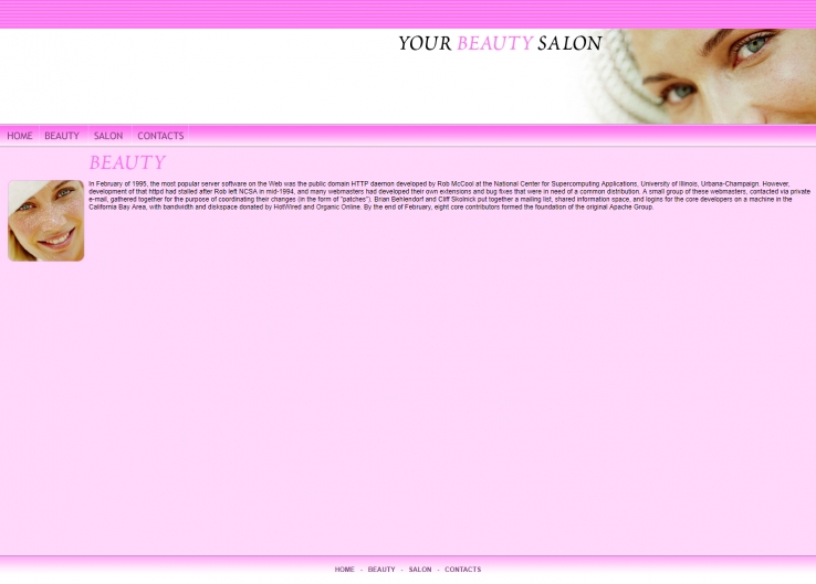 粉色简洁风格的女性美容企业网站模板