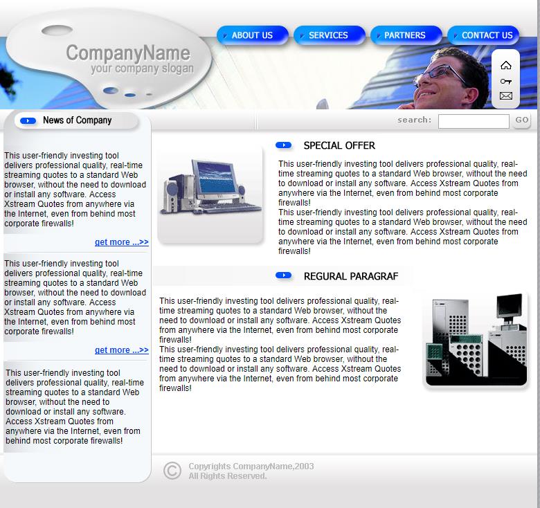 欧美简洁漂亮的公司服务器网站模板下载