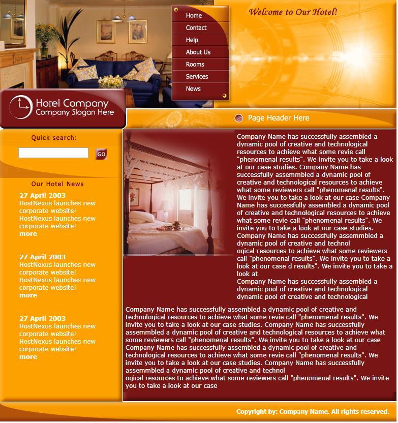 简洁精致红色调的旅馆企业网站模板下载