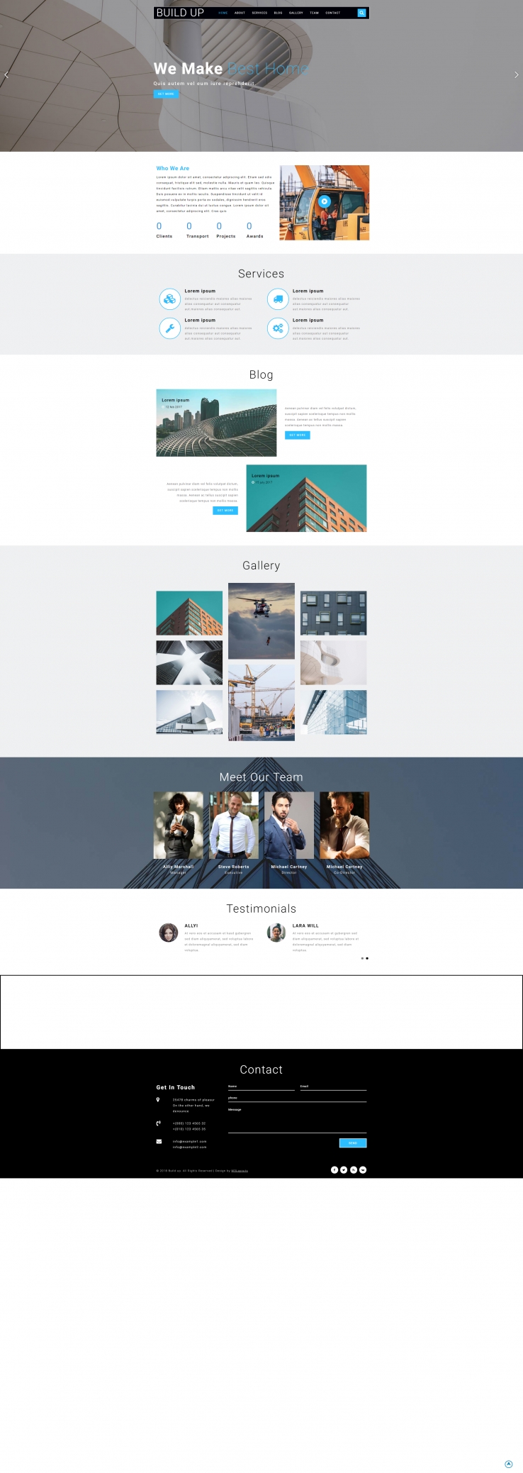 蓝色简洁风格的建筑工程设计网页模板下载