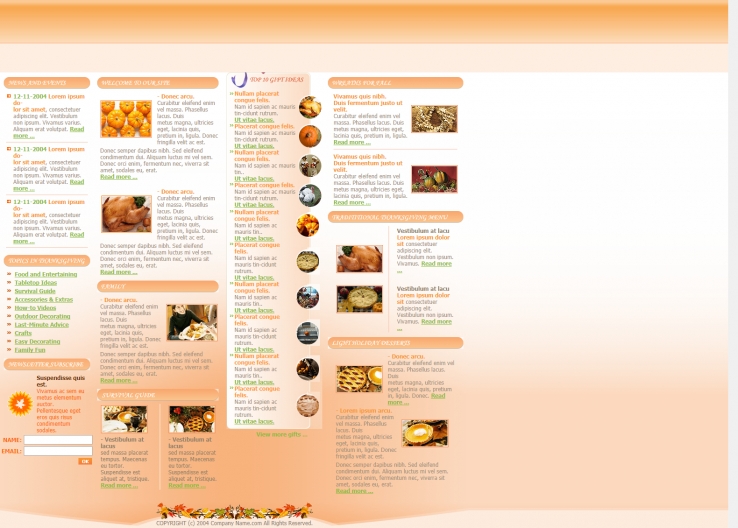 橙色简洁风格的感恩节主题餐厅源码下载