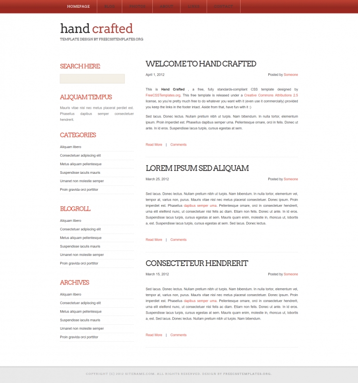 简单整洁红调的手工艺企业网页模板下载