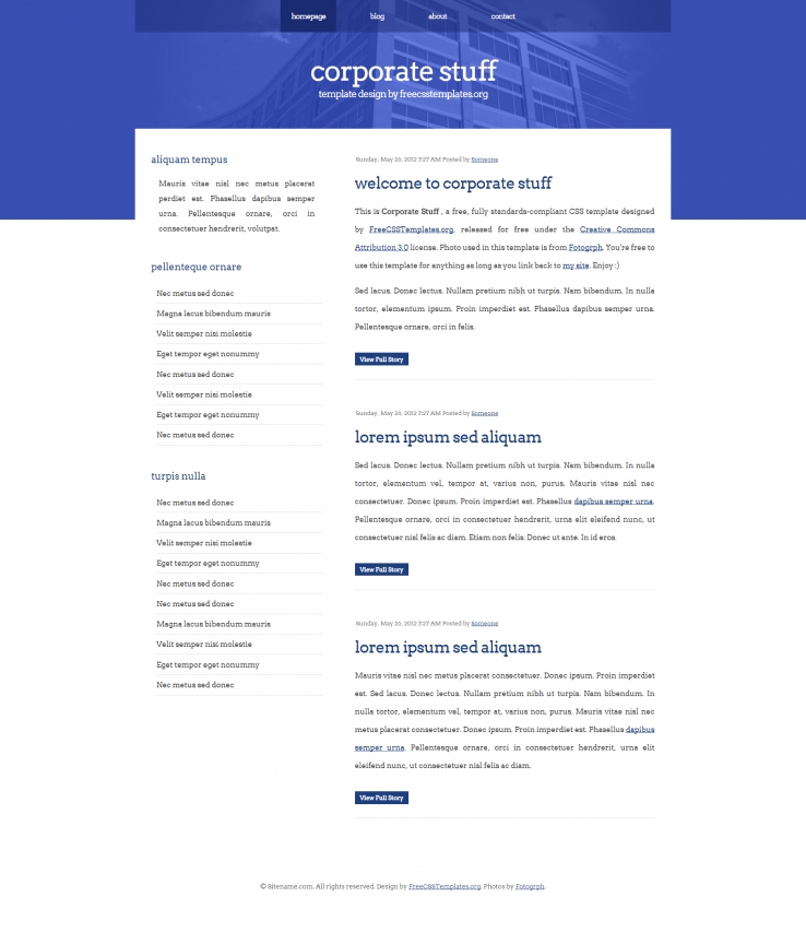 简洁清新蓝色调的企业网页模板下载