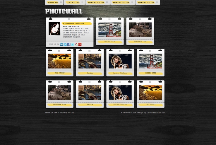 黄色简洁风格的照片图片展示源码下载