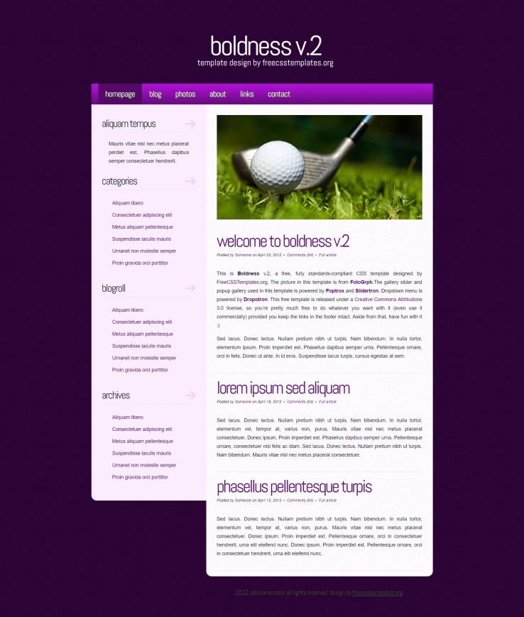 魄力紫梦效果的博客网页模板下载