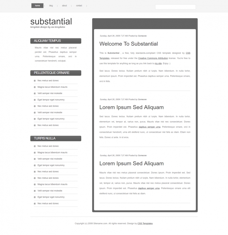 简单框架效果的BLOG网页模板下载