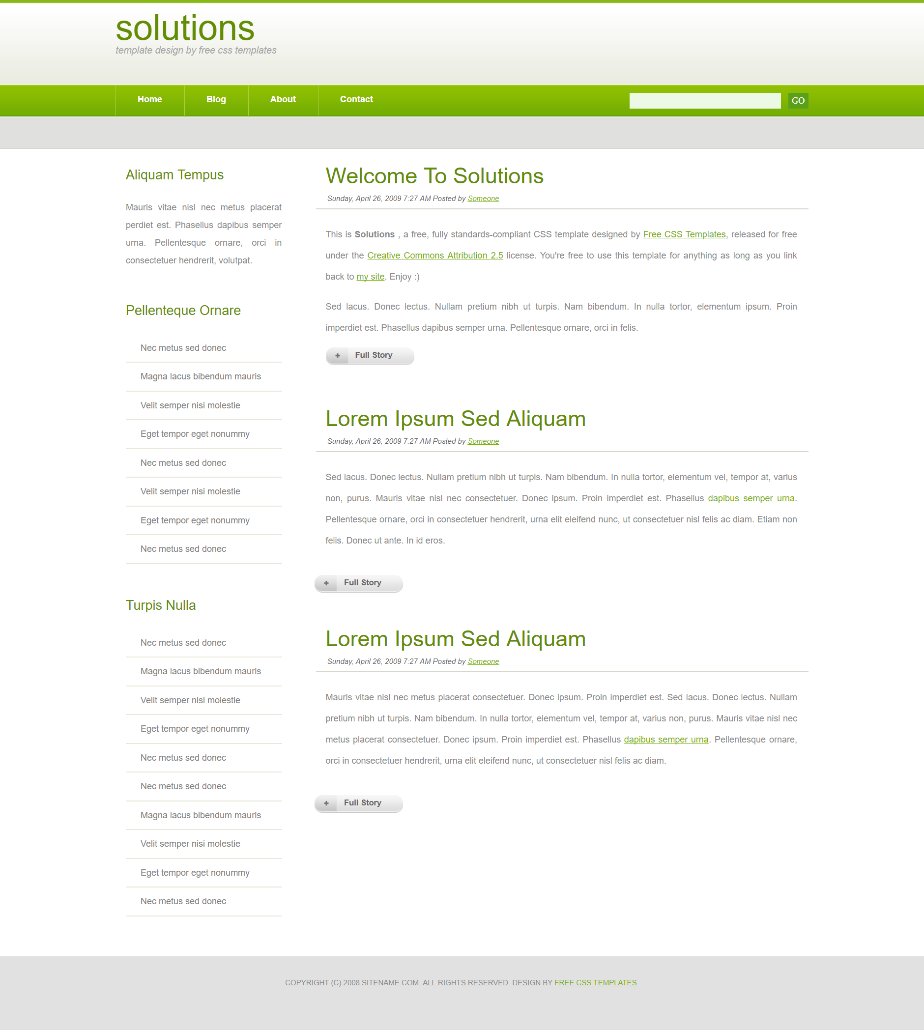 绿色简洁风的BLOG网页模板下载