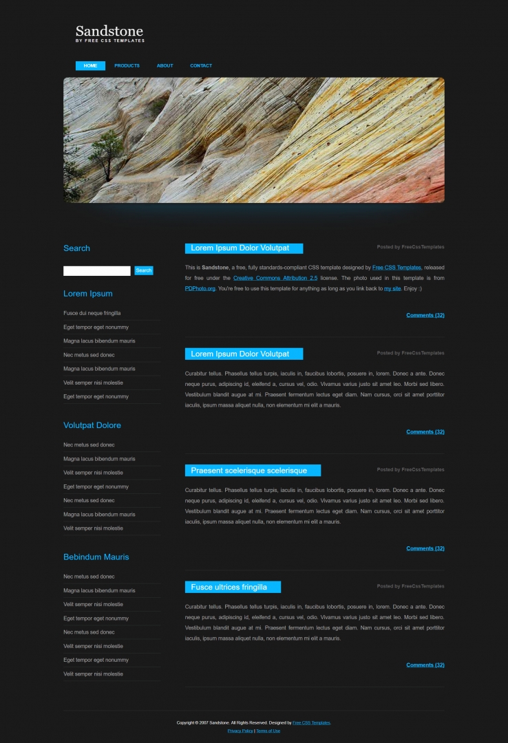 砂岩主题黑色的BLOG网页模板下载