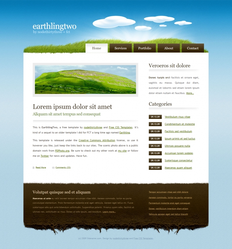 地球地层风格的博客网页模板下载